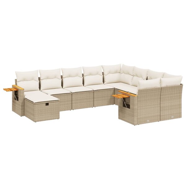 vidaXL Salon de jardin avec coussins 10 Pièces beige résine tressée