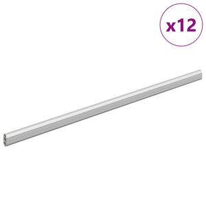 vidaXL Tige de placard 12 Pièces Argenté 764 x 15 x 29 mm