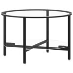 vidaXL Table à thé Noir et transparent 70 cm Verre trempé