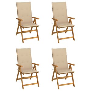 vidaXL Chaises inclinables de jardin lot de 4 et coussins Bois acacia