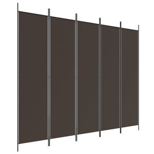 vidaXL Cloison de séparation 5 panneaux Marron 250x200 cm Tissu
