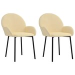 vidaXL Chaises à manger lot de 2 Crème Velours
