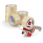 Pack dévidoir + 6 adhésifs polypropylène industriel 33 microns raja havane 50 mm x 66 m (lot de 6)