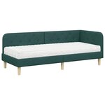 vidaXL Cadre de lit d'angle avec matelas Vert foncé 80 x 200 cm tissu