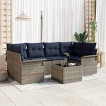 vidaXL Ensemble de canapé de jardin avec coussin 7 Pièces Gris et marine