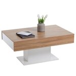 FMD Table basse Chêne antique et blanc