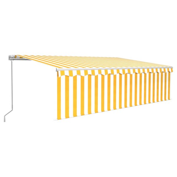 vidaXL Auvent rétractable manuel avec store LED 5x3 m Jaune et blanc