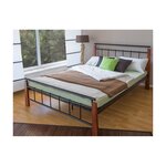 Design metal lit double 160 x 200 cadre de lit lattes bois neuf noir brun