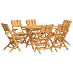vidaXL Ensemble à manger de jardin 7 Pièces Bois de teck solide