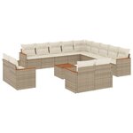 vidaXL Salon de jardin avec coussins 14 Pièces beige résine tressée