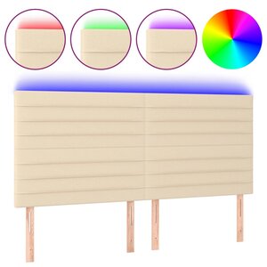 vidaXL Tête de lit à LED Crème 160x5x118/128 cm Tissu