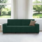 vidaXL Canapé à 3 places Vert foncé 220x78x84 cm Velours