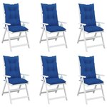 vidaXL Coussins de chaise de jardin à dossier haut lot de 6 bleu royal