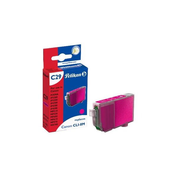 C29 cartouche jet d'encre compatible avec oem cli-8 m 0622b001 magenta pelikan printing
