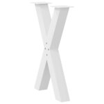 vidaXL Pieds de table à manger en forme de X  2 pièces  blanc  60 x (72-73) cm  acier