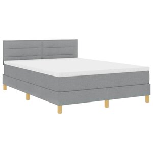 vidaXL Lit à ressort LED avec bandes LED Gris clair 140 x 190 cm tissu