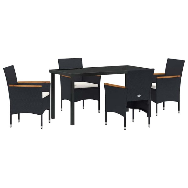 vidaXL Ensemble de salle à manger pour jardin 5 Pièces Noir polyrotin