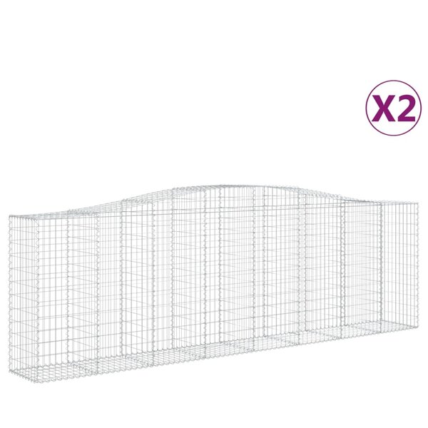 vidaXL Paniers à gabions arqués 2 Pièces 400x50x120/140 cm Fer galvanisé