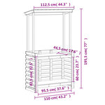 vidaXL Table de bar d'extérieur et toit 112 5x57x195 5 cm bois massif