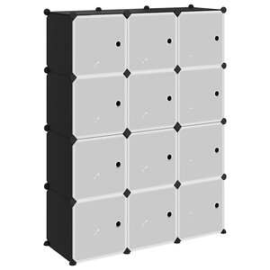 vidaXL Cubes de rangement 12 Pièces avec portes noir PP