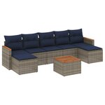 vidaXL Salon de jardin 8 Pièces avec coussins gris résine tressée