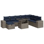 vidaXL Salon de jardin avec coussins 9Pièces marron résine tressée acacia