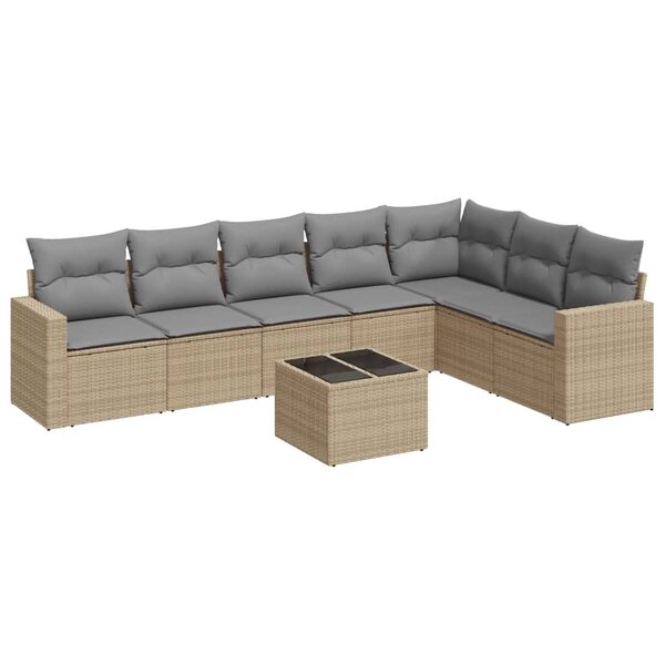 vidaXL Salon de jardin avec coussins 8 Pièces beige résine tressée