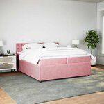 vidaXL Sommier à lattes de lit avec matelas Rose 200x200 cm Velours