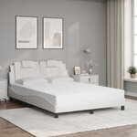 vidaXL Lit Viana avec matelas blanc 140x190 cm similicuir