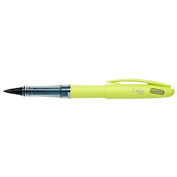 Feutre Plume Tradio TRJ97 encre Noire Corps pastel Mimosa x 12 PENTEL