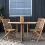 Table de jardin 120 cm + 2 chaises en teck