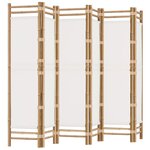 vidaXL Cloison de séparation pliante 6 panneaux 240 cm Bambou et toile