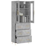 vidaXL Buffet haut Gris béton 69 5x34x180 cm Bois d'ingénierie