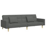 vidaXL Canapé-lit à 2 places avec repose-pied gris foncé tissu