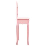 vidaXL Coiffeuse et tabouret Rose 65x36x128 cm Bois de paulownia MDF