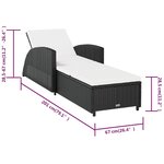 vidaXL Chaise longue avec coussin blanc crème Résine tressée Noir