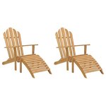 vidaXL Chaises Adirondack avec repose-pieds 2 Pièces Bois massif de teck