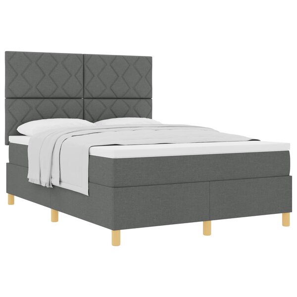 vidaXL Lit à ressorts avec tête de lit Gris foncé 160 x 200 cm tissu