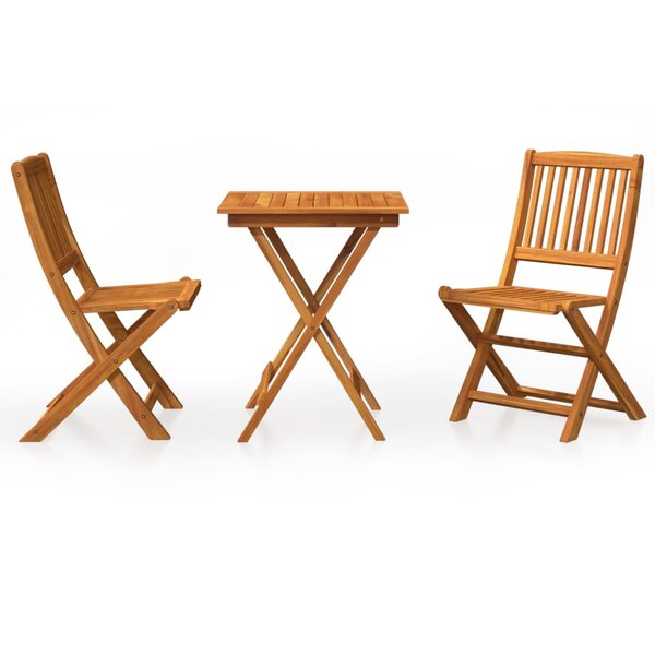 vidaXL Ensemble à manger de jardin pliable 3 Pièces Bois d'acacia solide
