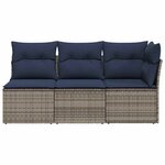 vidaXL Canapé de jardin avec coussins 3 places gris résine tressée