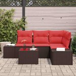 vidaXL Ensemble de canapé de jardin 5 Pièces Marron polyrotin