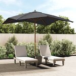 vidaXL Parasol de jardin avec mât en bois noir 300x300x273 cm