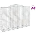 vidaXL Paniers à gabions arqués 8 Pièces 300x50x200/220 cm Fer galvanisé