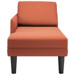 vidaXL Chaise longue avec coussin rouge orange tissu en velours côtelé