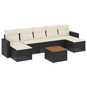 vidaXL Salon de jardin 8 Pièces avec coussins noir résine tressée