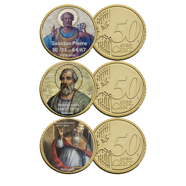 Série compléte vatican couleur - 50 cents à“ les 3 premiers papes