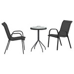 vidaXL Ensemble bistro de jardin 3 pc Noir Acier