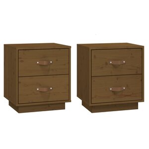 vidaXL Tables de chevet 2 Pièces Marron miel 40x34x45 cm Bois pin massif