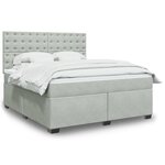 vidaXL Sommier à lattes de lit et matelas Gris clair 180x200cm Velours
