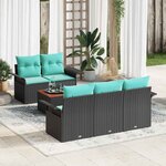 vidaXL Ensemble de canapé de jardin 6 Pièces Noir Poly rotin